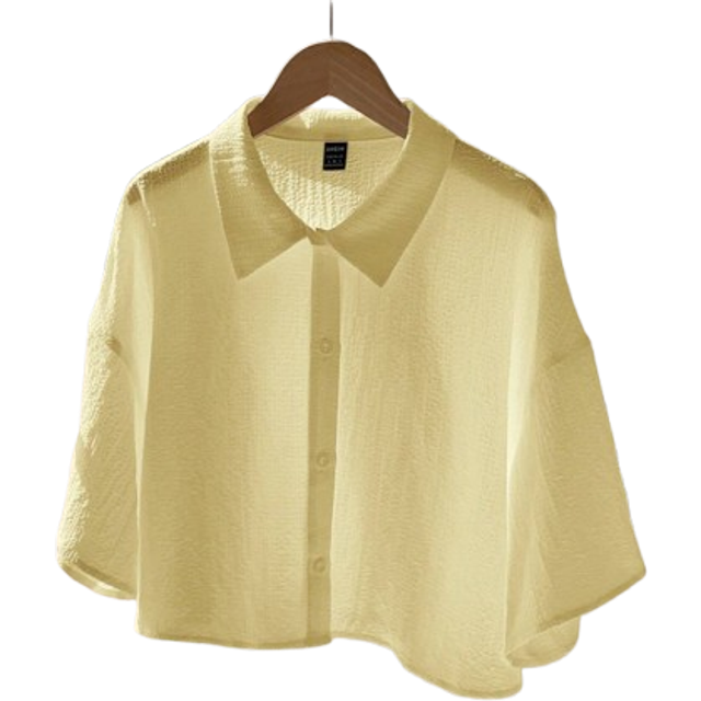 Comfortcana Yellow Woven Cropped Blouse For Women