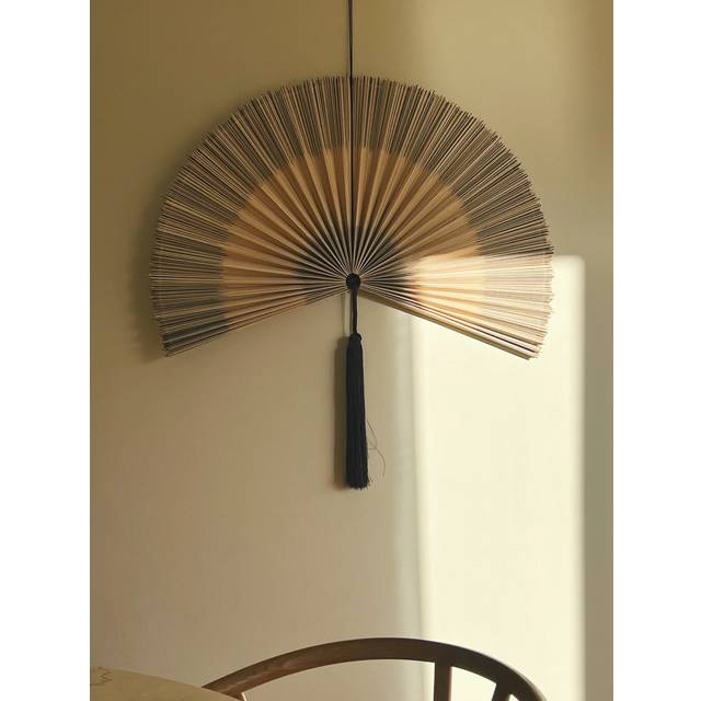 Studio Hafnia Håndlavet Bambusvifte 100 cm Blå Grå Og Natur Vægdekorationer