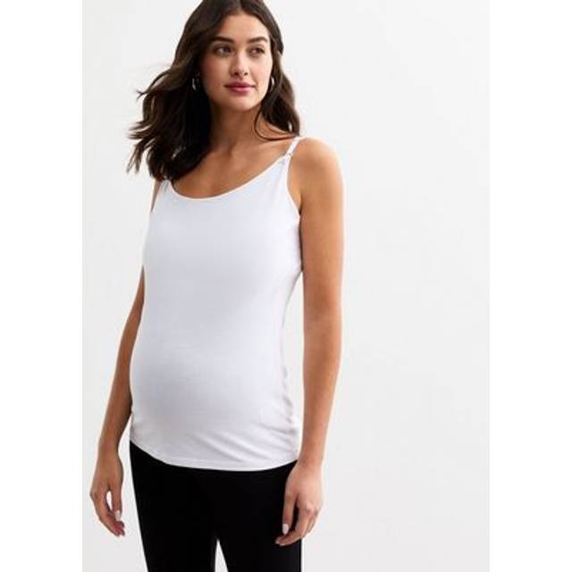 New Look Women's White Scoop Neck Jersey Nursing Vest - UK 16
