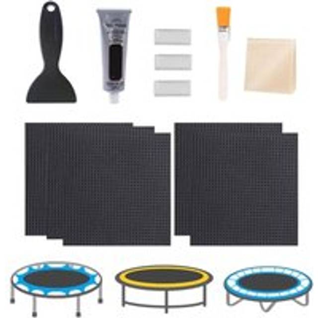 Coocheer - Trampoline Repair 10 cm - Repair a Crack or Hole in the Trampoline Mat - Square Adhesive Patches with Scraper, Gloves, 10 x 10 cm