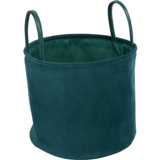 OHS Velvet Storage Basket Hamper Clothes Toys Organiser Fabric Bag in Dark Green - One Size