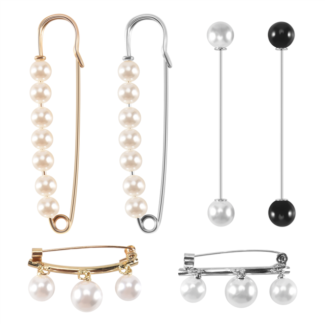 6 Pieces Sweater Shawl Clips Faux Pearl Dresses Cardigan Brooch