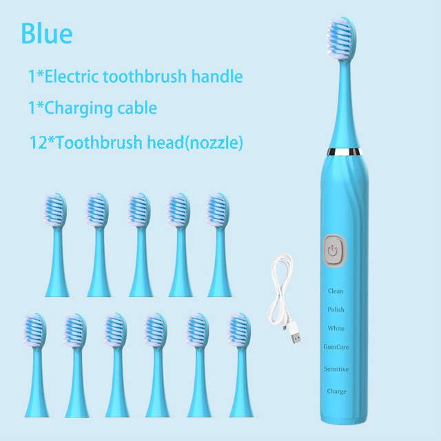 Sonic Electric Toothbrush 5 Mode USB Charger Timer Brush Rechargeable Deep Clean Tooth Brushes Replacement Heads