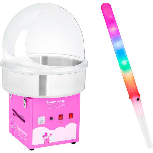 Royal Catering Candy Floss Machine Set with LED Cotton Candy Sticks and Cart - 52 cm - 1,030 watts RCZC-1030-W SET1