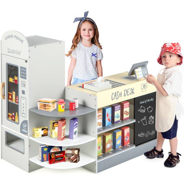 Kid's Grocery Store Toy Wooden Children Supermarket Role Play Set 15PCS Accessories