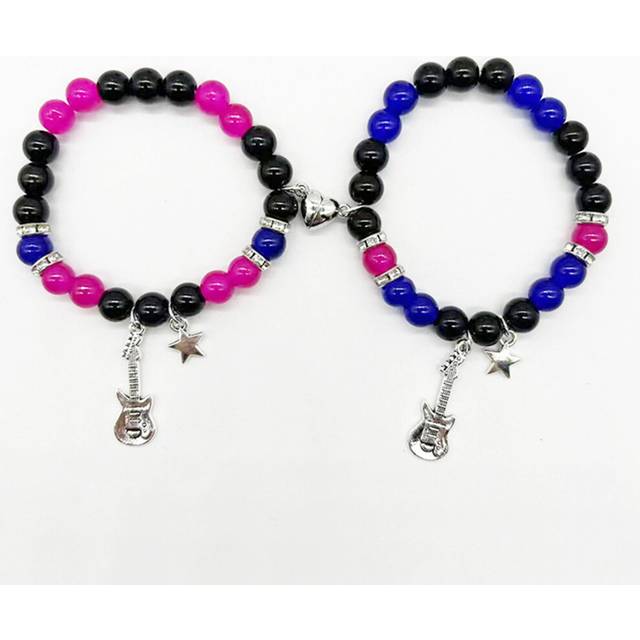 (13) 2Pcs Halloween Spider Bracelet For Women Men Magnetic Heart Couple Personality Bangles
