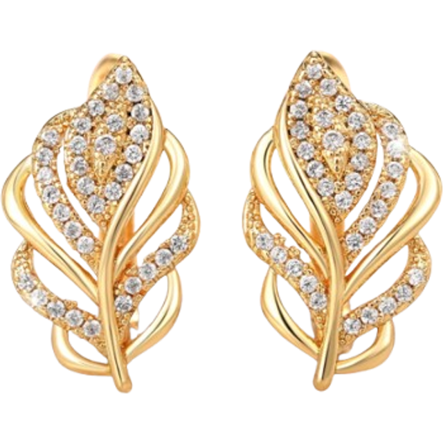 1 Par Glamorösa Cubic Zirconia Hoop Örhängen För Kvinnor För Bröllopsdag Förlovningsfest Smycken Alla hjärtans dag Present Alla hjärtans dag,Mamma,Mor - Gult guld (En-Storlek)