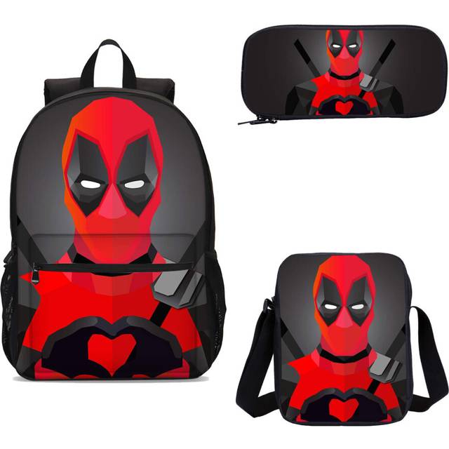 Funny Deadpool Comics Student Big School Backpack Cooler Lunch Bag Pen Case Lot