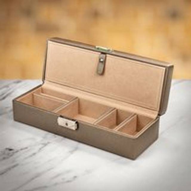 Grey Women's Pewter Saffiano Wolf Heritage Safe Deposit Box (*)