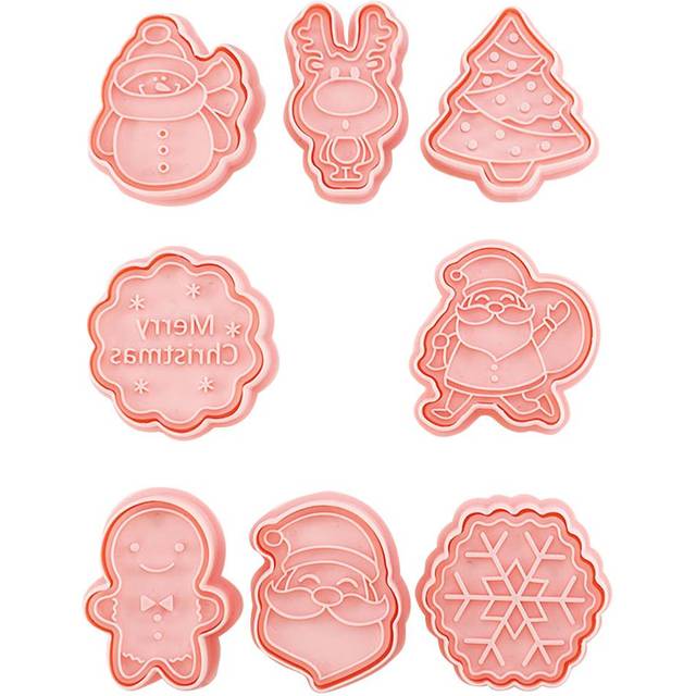 8 Pcs/Set Christmas Themed Cutters Santa Claus Christmas Tree DIY 3D Biscuits Mold Baking Mould