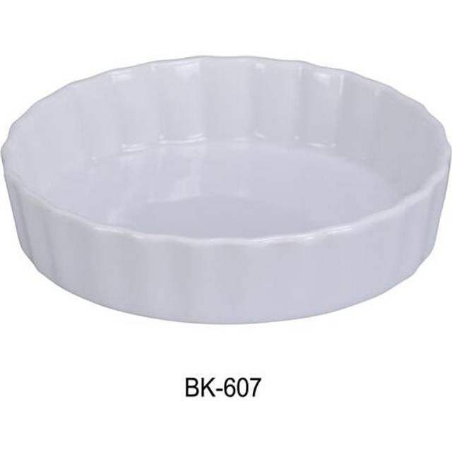 Yanco BK-607 18 oz Porcelain Quiche Dish, Super White - 7 x 1.15 in. - Pack of 24