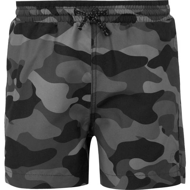 (7-8 Years, Grey/Black Camo) Regatta Childrens/Kids Skander III Plain Swim Shorts