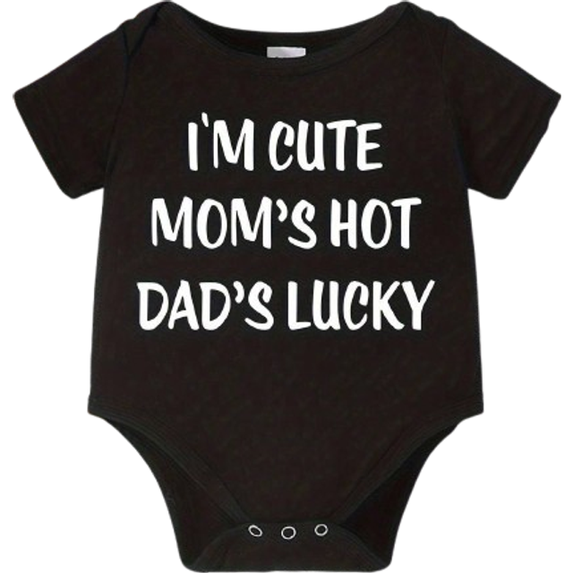 SHEIN Baby Letter Print Baby Casual One-Piece Short Sleeve Cute Crawler