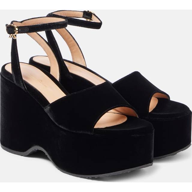 Gianvito Rossi Velvet wedge sandals - black (UK 8)