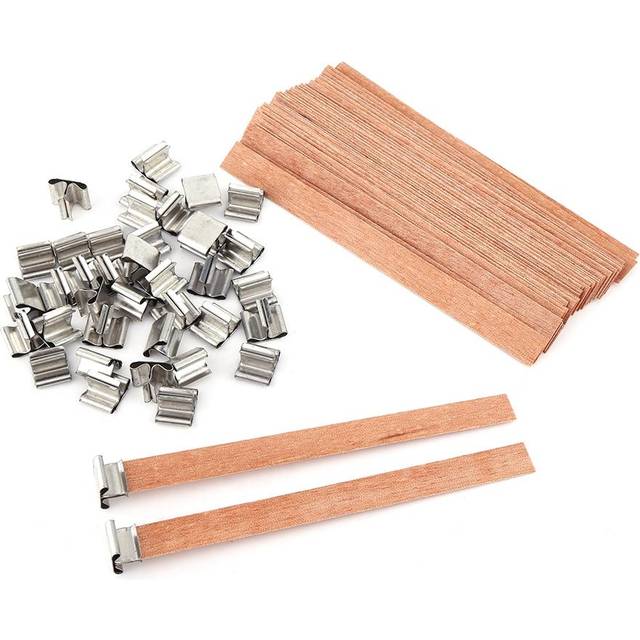 40PcsLot Wooden Wick Wax Candle Works Core Sustainers Handmade DIY Craft Making 8×90mm
