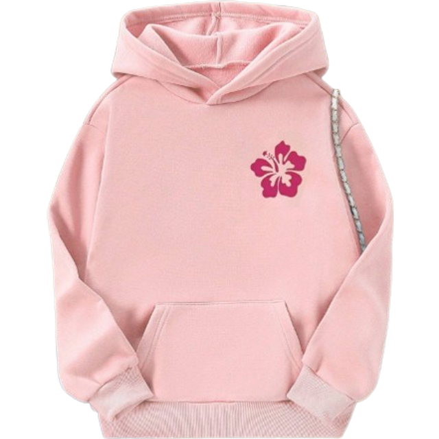 SHEIN Tween Girl Pocket Sweatshirt, Printed Minimalist Fashion Casual Everyday