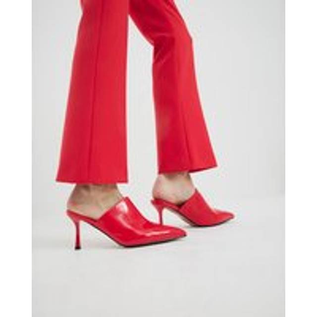 River Island Womens Red Pointed Patent Court Mule Heels - 4