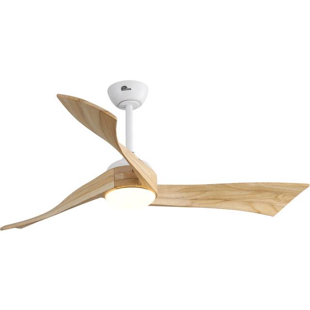 52&#34; 3 - Blade Wood LED Ceiling Fan With Remote Control And Light Kit Included - Natural Wood Blades (52cm)