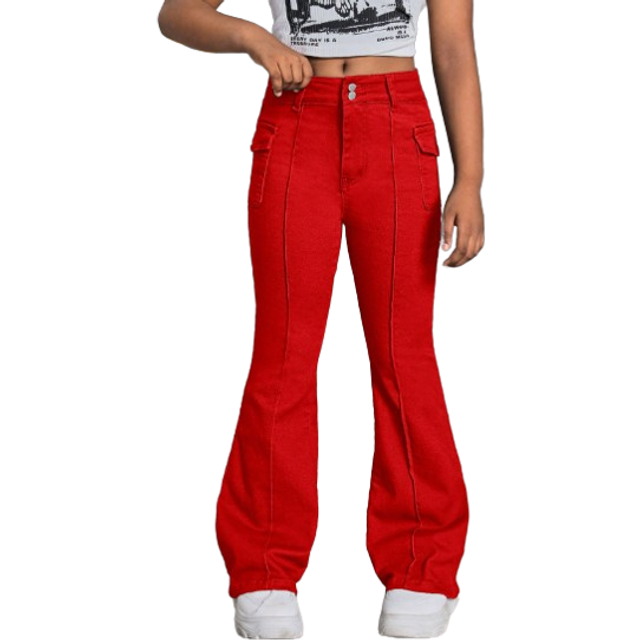 SHEIN SLAYR KIDS Tween Girls Y2K Fashion Retro Style Grey Flap Detail Seam Detail Denim Flare Leg Jeans Pants, Girls Fall Clothes Back To School Outfits