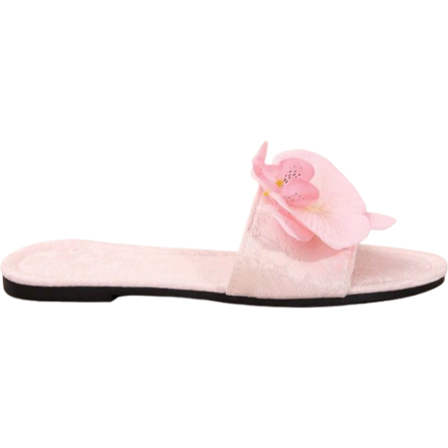 SHEIN Women&#39;s Floral Flat Slippers, French Style, Fashion Summer Outdoor Wear, Suitable For Dates, Shopping, Party