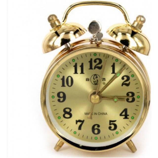(10x7cm, golden) Mechanical Small Alarm Clock Bell Rings, Winding All-copper Movement Metal