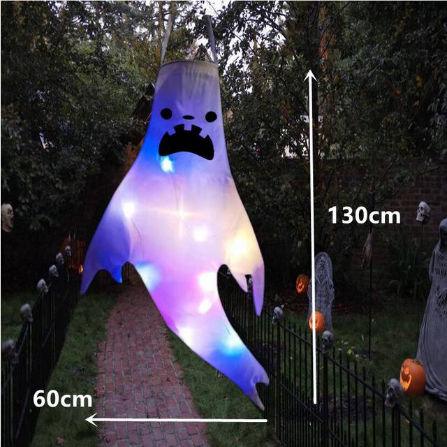 (130cm D) Large LED Halloween Outdoor Light Hanging Ghost Halloween Party Dress Up