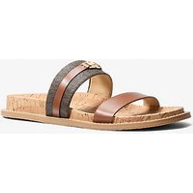 MK Mandy Signature Logo Flat Sandal - Brown - Michael Kors - UK 7