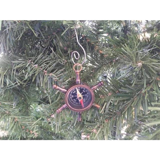 5 in. Antique Copper Ship Wheel Compass Christmas Ornament