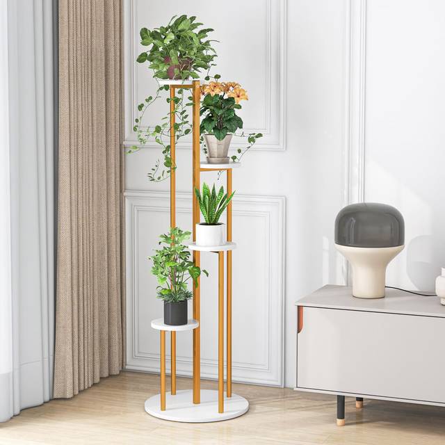 Indoor Metal Plant Stand Tall Corner Plant Shelf For Potted Plant - Gold (125cm H X 40cm L X 40cm D)