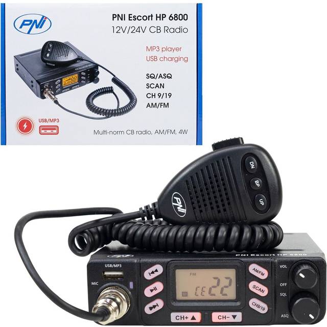 Cb radio pni escort hp6800 uk/eu am fm multi standard usb mp3 player