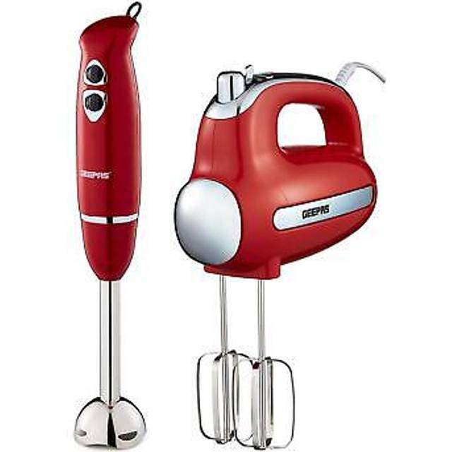 400W Hand Blender & 300W Hand Mixer Combo Set Retro Red