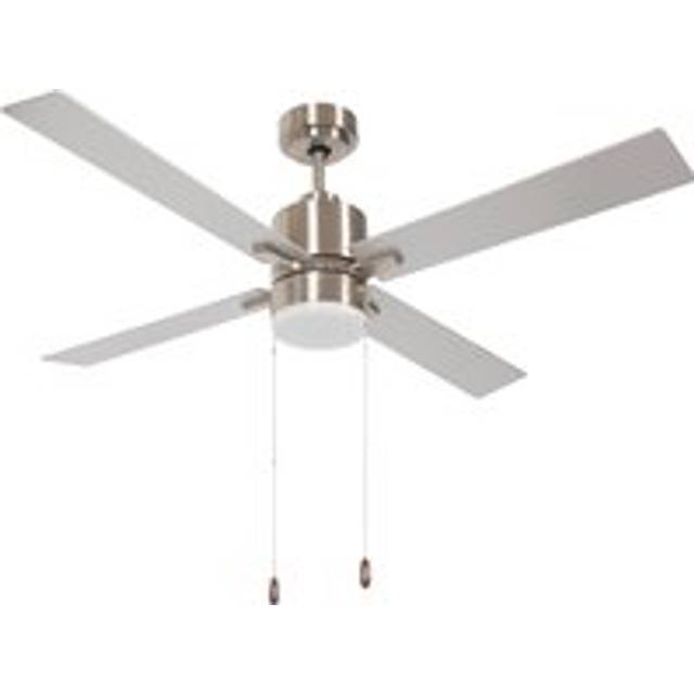 Homcom Ceiling Fan With Led Light, Flush Mount Ceiling Fan Lights With Reversible Blades, Pull-chain, Silver And Natural Tone