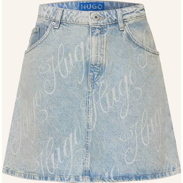 Mini skirt in logo-print rigid denim - Patterned