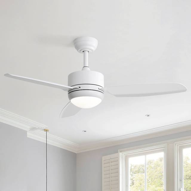 117CM 3-Blade Ceiling Fan with Lights, Remote Control - White (117cm)