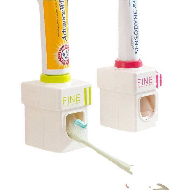 (Green) Wall Mounted Adhensive Toothpaste Squeezer Automatic Toothpaste Distributor