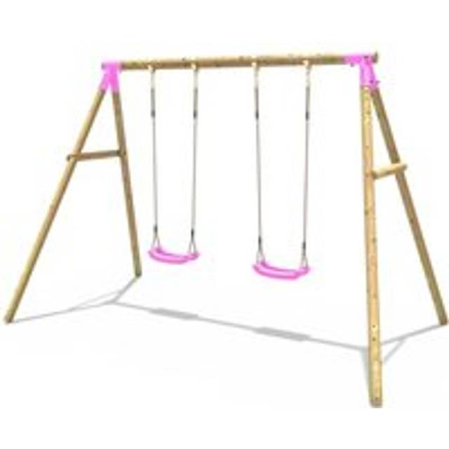 Wooden Garden Swing Set with 2 Swings - Venus Pink - One Size