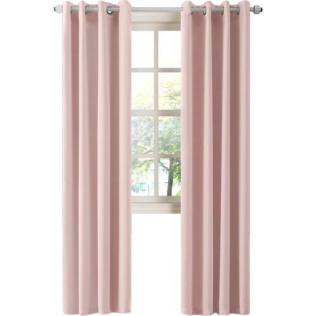 LA PALMA Thermal Insulated Blackout Darkening Grommet Living Room Curtains Window Drapes for Bedroom 2 Panels in 1 Set