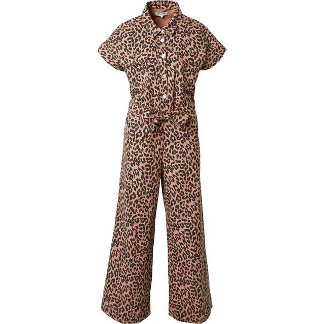 Lollys Laundry Mathilde Leopard-Print Denim Jumpsuit - XL