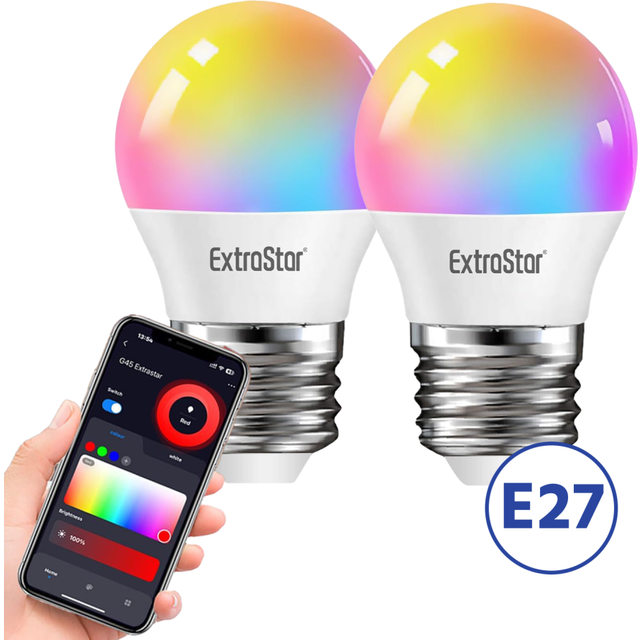 Smart WiFi LED Light Bulb E27, 6W, RGB, 600 Lumens (2-piece-set)