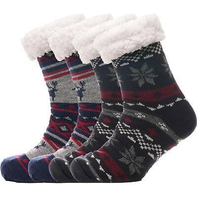 (6 - 11 Years, Black) Mens Fairilse Fluffy Sherpa Fleece Lining Socks