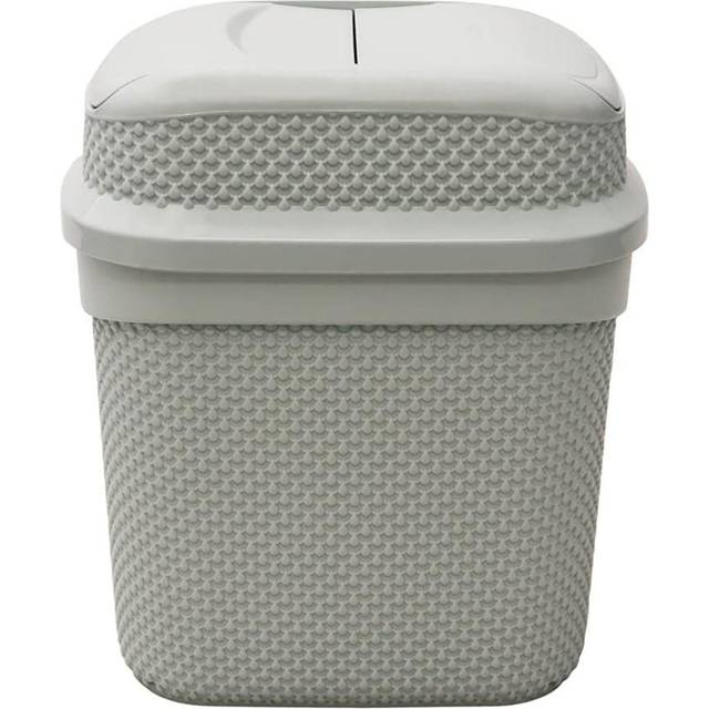 Gradin Plastic Touch Top Rubbish Bin 11L Knit Design Loop Plastic Push Top Bin With Removable Lid - Grey (11L)