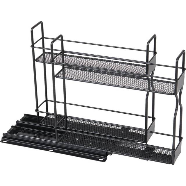 Slide-Out Metal Spice Rack for Cabinet - Black;Black (26.1cm H X 26.5cm W X 13.2cm D)