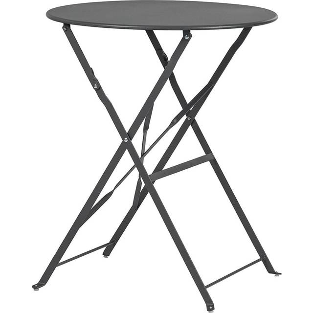 Harbour Housewares Round Metal Folding Patio Bistro Table - 60cm - Grey, Grey