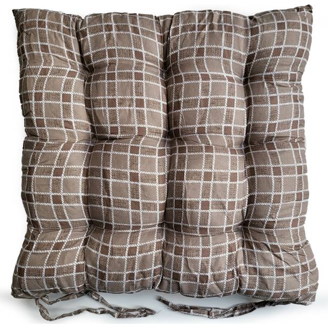 (Beige, Pack of 4) Seat Pad Dining Garden Kitchen Chair Cushions Checked