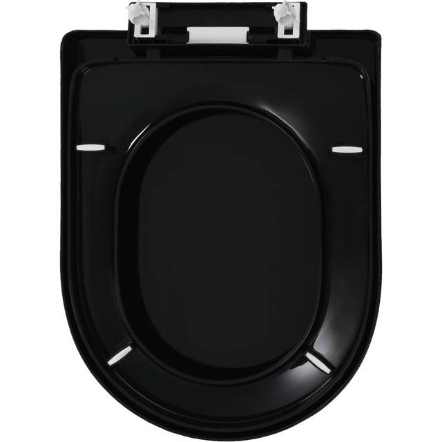 Alata Soft Close D Shaped Toilet Seat - Black (35cm W X 45cm D)