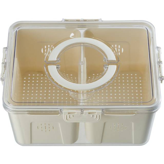 Fridge Storage Container with Two Compartments - White
