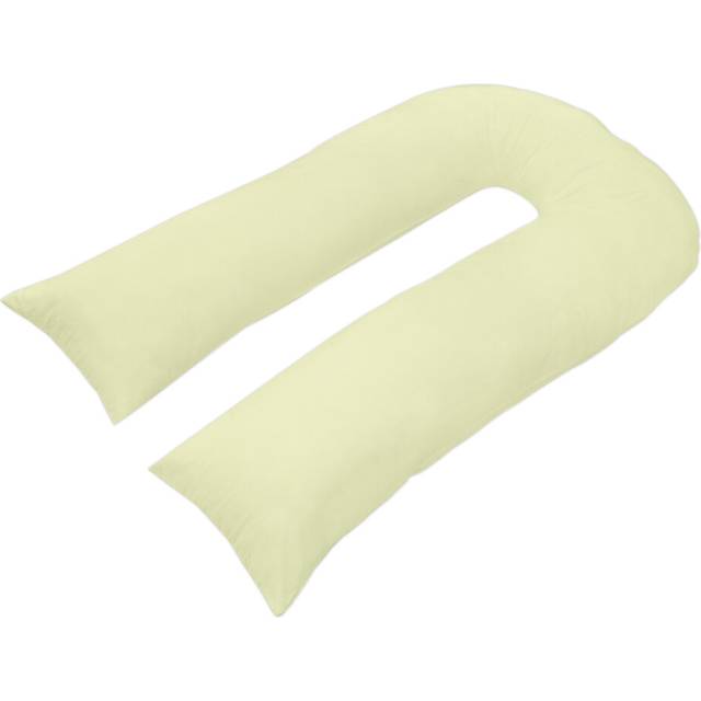(Cream) 12Ft Long U Shaped Full Body & Back Support Pillow Extra Fill With Hollow Fiber- Soft Cuddle Pregnancy & Leg Support Pillow with Free Pillowca