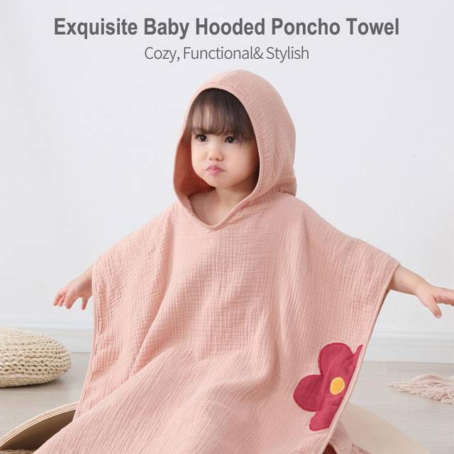 Baby Bath Towel with Hood Cotton Hooded Baby Towels Bath Wrap for Beach Shower for Kids Aged 0-6 grey