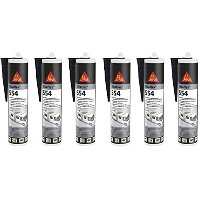 6 x Sikaflex 554 husvagn vit 300 ml STP-lim industri