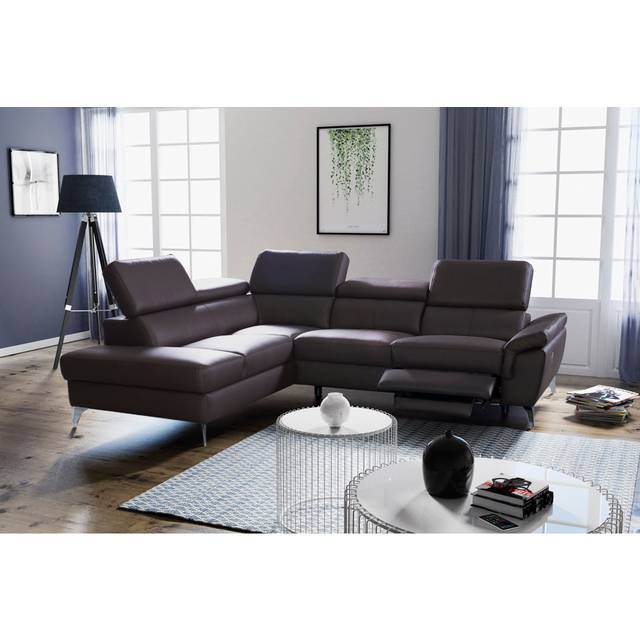 Debanos Vegan Leather Corner Electric Reclining Sectional with Storage - Brown (97cm H X 265cm W X 210cm D)